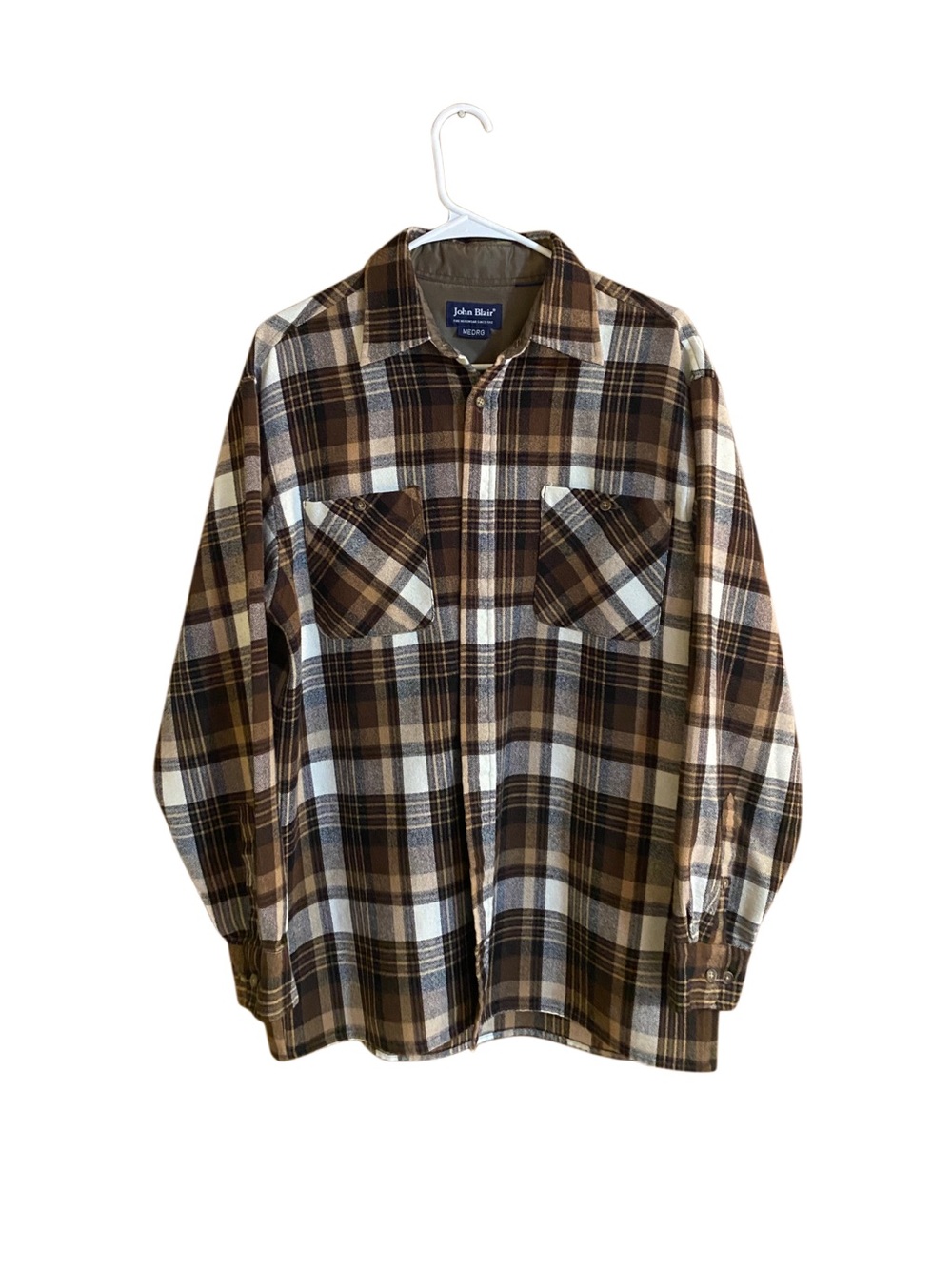 Vintage John Blair Button Up Shirt Size Medium Brown Flannel